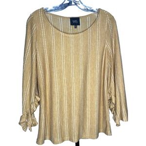 W5 by Anthropologie Mustard Yellow Embroidered Ruffle Long Sleeve Blouse Size M